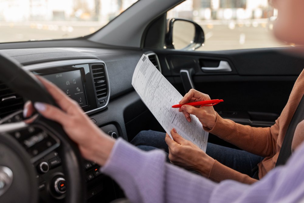 Female car driving instructor in Brampton